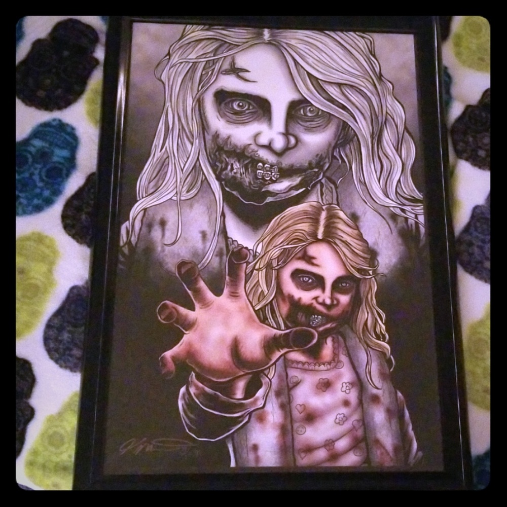 Framed zombie print from TWD